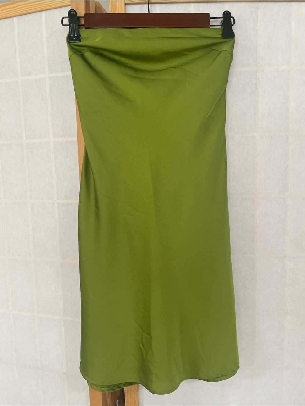 Satin Olive Green Slip Mini Dress